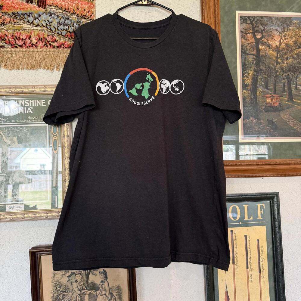 Google Serve Google.org Employee‎ Mens Designer Black Tech T-Shirt Size Large